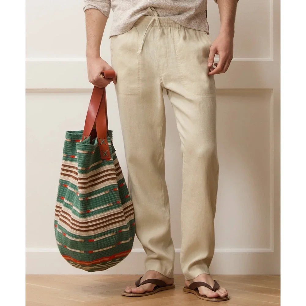 Todd Snyder NWT Linen Beach Pant Sand Dollar Khaki Tan Men's Size Large